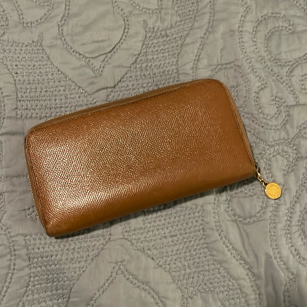 Bvlgari Light Brown Pebble Grain Leather Long Zipper Wallet